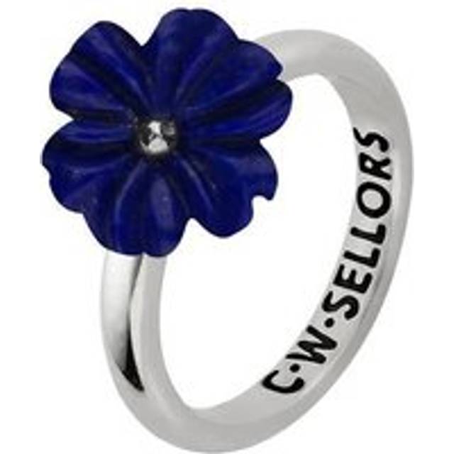 Sterling Silver Lapis Lazuli Tuberose 12mm Dahlia Ring - Silver