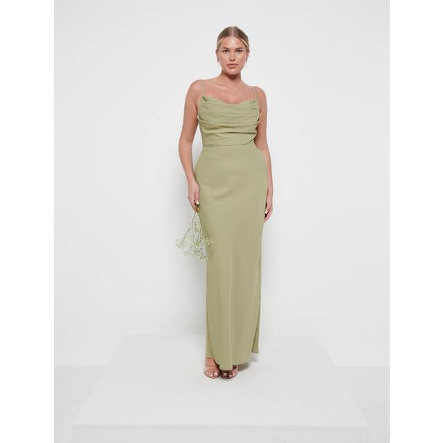 Keisha Cowl Neck Maxi Bridesmaid Dress - Olive, 18