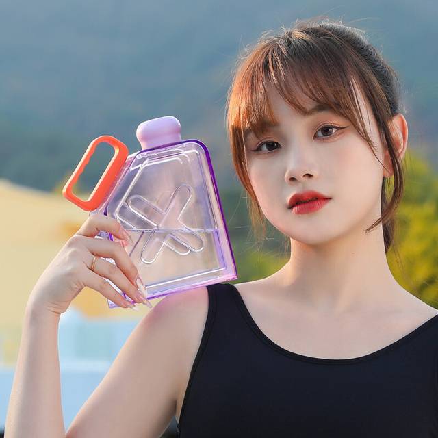 (Violet) Plastic Cup Portable Outdoor Fashion Sports Water Bottle Straight Drink Type