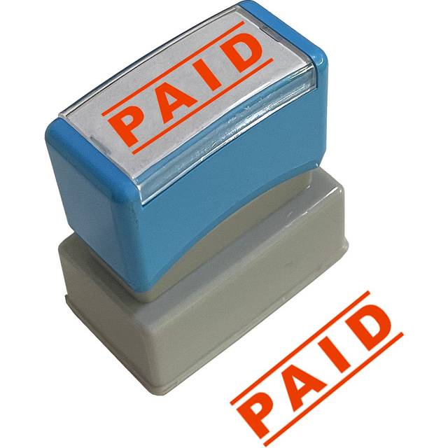 WAFJAMF Paid Stamp-Pre-Inked Message Stamp Self Inking Rubber Stamp Red Ink-Medium