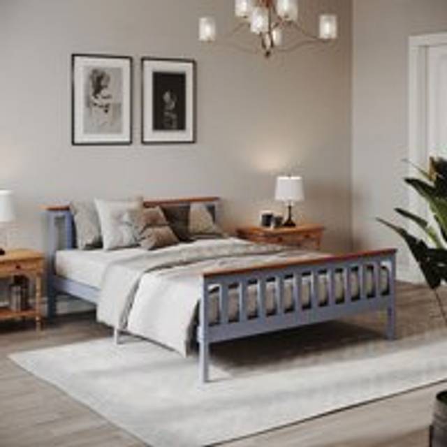 Elegant - Bed Frame Pine Wood Wooden Slat Support Platform Bed Planking Thickness 12MM Grey 150x200
