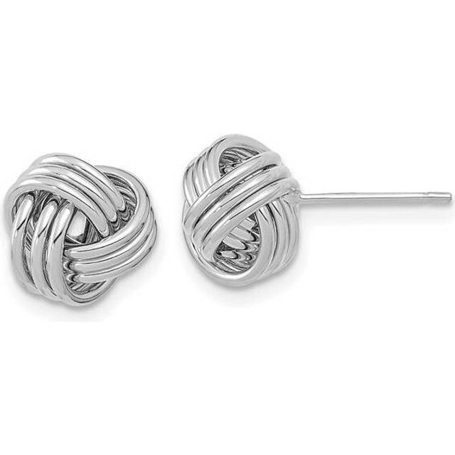 14K White Gold Polished Triple Love Knot Post Earrings