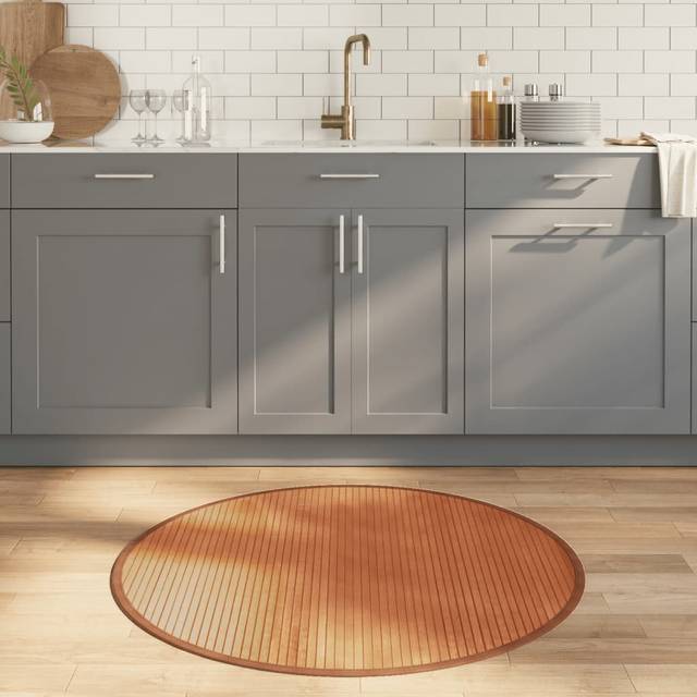 vidaXL Rug Round Brown100 cm Bamboo