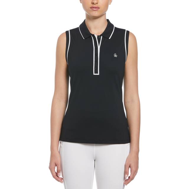 Original Penguin Women's Veronica Sleeveless Golf Polo in Caviar Black, Size Medium, Nylon/Elastane (M)
