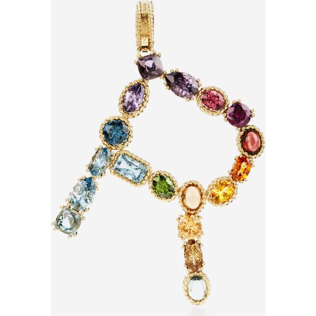 Dolce & Gabbana Charm R Lettering 18-carat Yellow Gold And Multicolored Gems - Woman Charms Gold Onesize