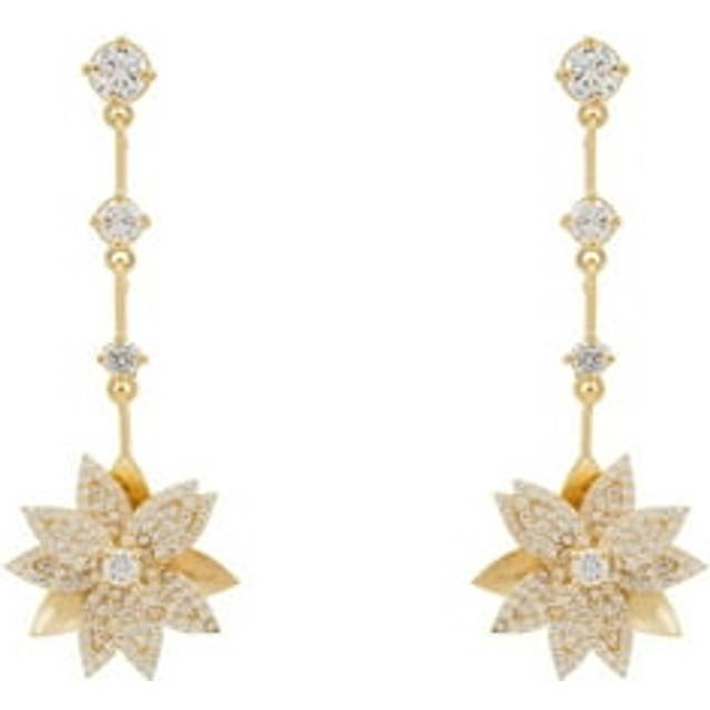 Dahlia Drop Earrings Gold White - One Size