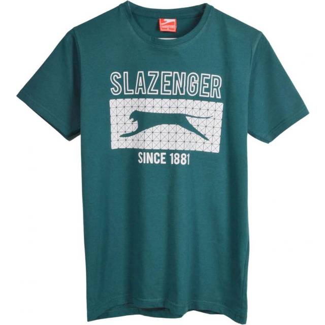 Slazenger Mens Vintage Style Graphic T-Shirt - Green Cotton - Size Small
