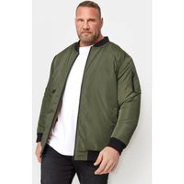 Size 5-6Xl Mens Badrhino Big & Tall Khaki Green Zip Bomber Jacket Big & Tall - Black - 5-6XL