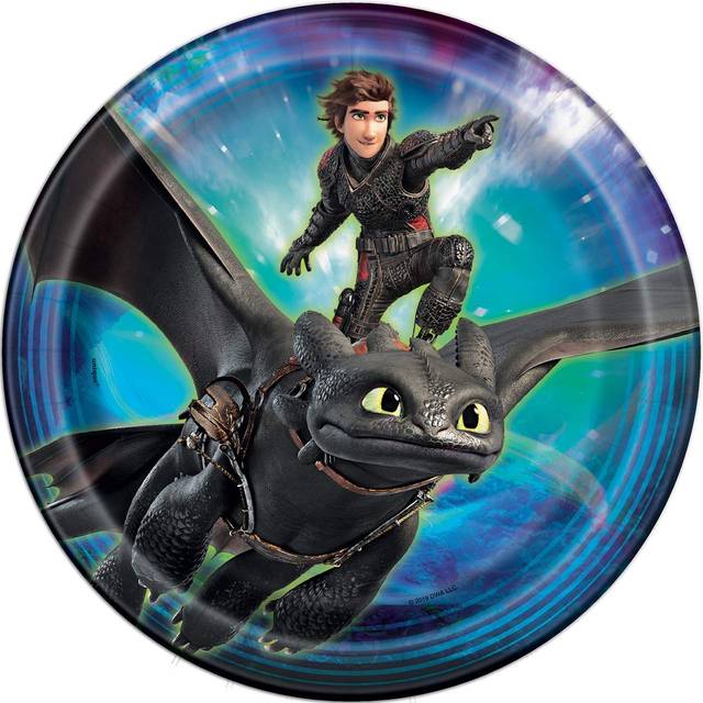 "Unique Round Dinner Paper Plates - 9""""""""  How to Train Your Dragon  8 Pcs"