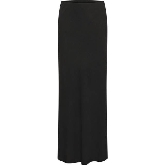 KAFFE Silja Side Slit Maxi Skirt, Deep Black
