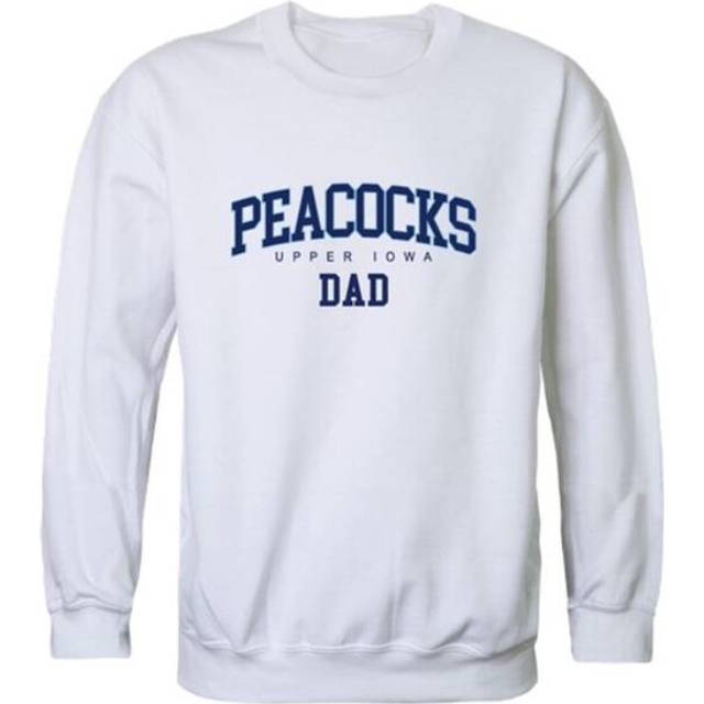 W Republic 562-681-WHT-03 Upper Iowa University Peacocks Dad Crewneck Sweatshirt, White - Large