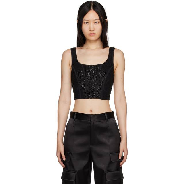 FRAME Black Beaded Tank Top - Noir - XXS