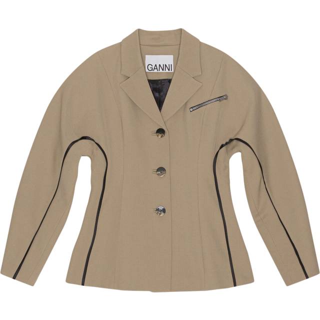 GANNI Twill Suiting Wool-Blend Blazer