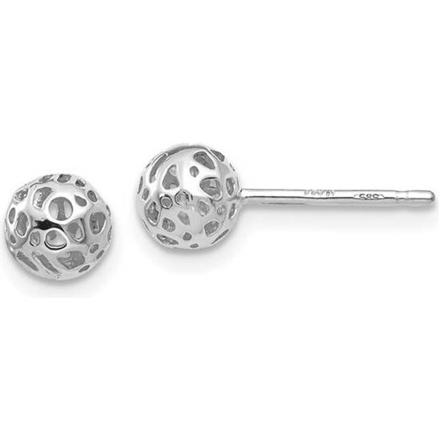 Quality Gold YE1691 14K White Gold Small Fancy Ball Post Earrings