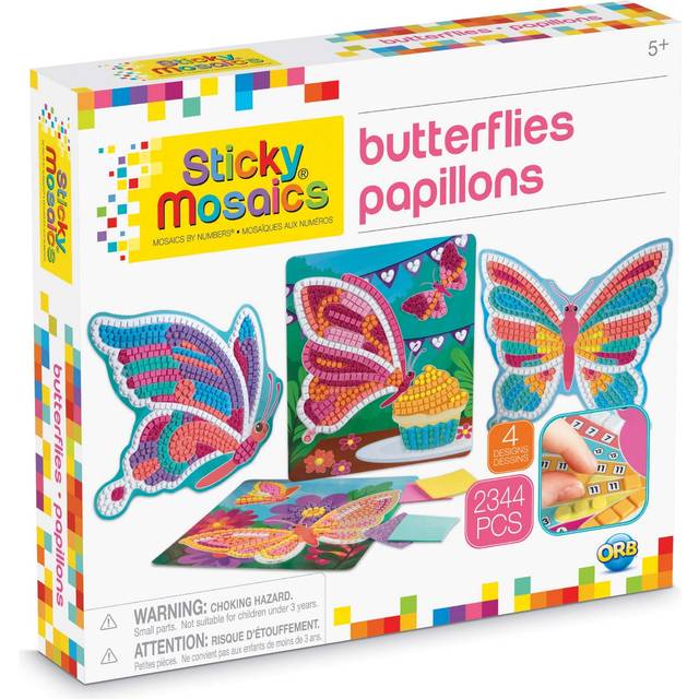 The Orb Factory ORB Sticky Mosaics Butterflies Yellow/Blue/Pink/Purple/Pink, 12' x 2' x 10.75'