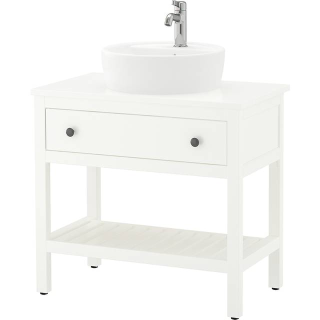 HEMNES / TÖRNVIKEN öppen kommod m låda/tvättställ/kran, vit, 82x48x90 cm