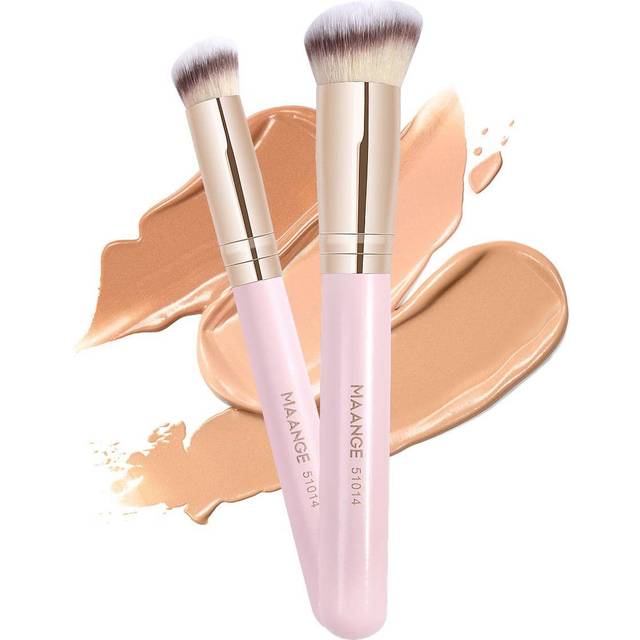 MAANGE MAANGE 2pcs Professional Facial Brush Set,Foundation Brush,Concealer Brush,Makeup Tools With Soft Fiber For Easy Carrying,Brush For Travel
