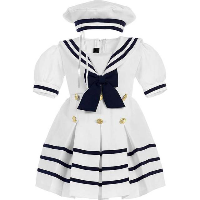 iGirlDress Baby Toddler Girls Nautical Sailor Dress with Hat 3T White