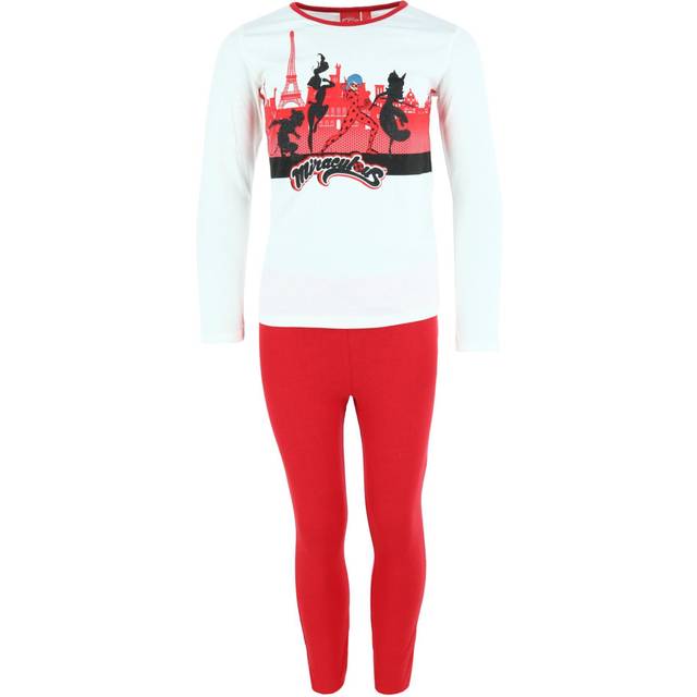 Textiel Trade Girl's Miraculous Ladybug Long Pajama Set - White 4T (4T (Ages 3-4))