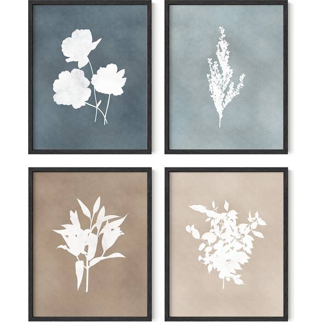 HAUS AND HUES Framed Flower Pictures Wall Decor - Set of 4 Floral Wall