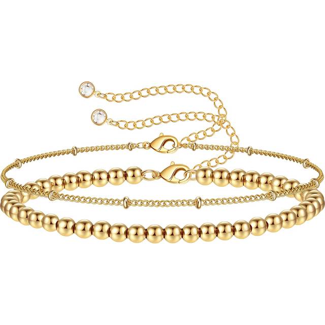 Dainty Gold Bracelets for Women 14K Gold Filled Tiny Bracelet Cute Go
