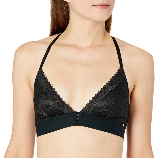Pretty Polly Womens Graphic Mesh Non Wired Triangle Bra - Black - Size 12 UK