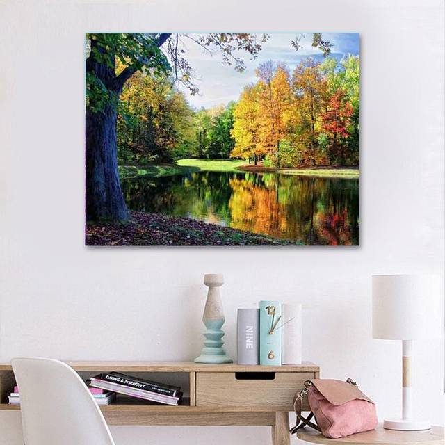 Diamond Paintings Drill Rhinestone Diamond Embroidery Hand Made Needlework Beautiful Autumn Pictures 20X30CM
