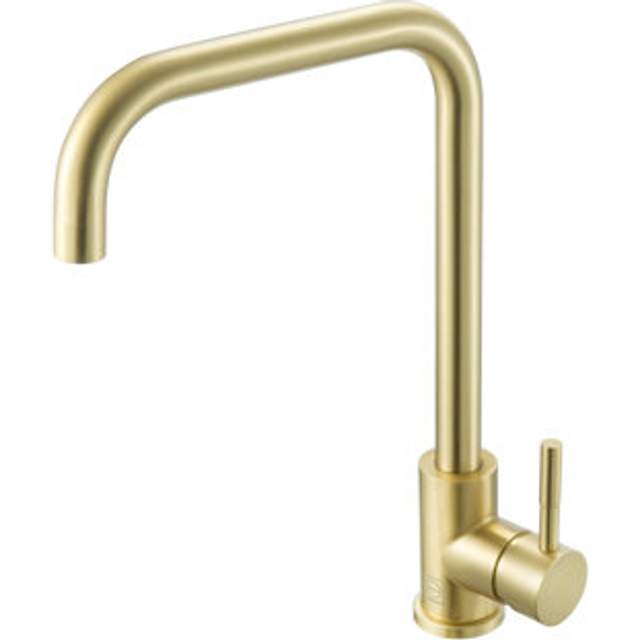 Levi Single Handle Pull Down Sprayer Kitchen Faucet in Brushed Gold