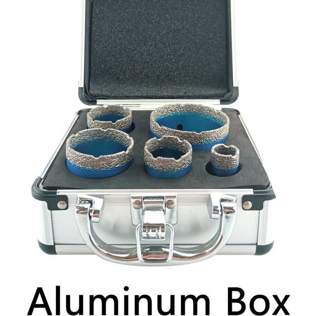 (5Pcs-Aluminum Box) 5 Pcs Dry Drill M14 Thread Brazing Hole Saw Set Porcelain Tiles Crowns Granite Marble vitrified tile Drill Bits Tools