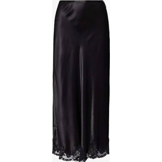 RIXO Crystal - Black Lace-Hem Midi Skirt Regular / S/UK10