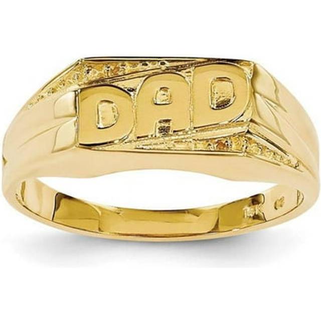 Finest Gold 14K Yellow Gold Polished Etched Edges Diamond Dad Ring Mounting - Size 10