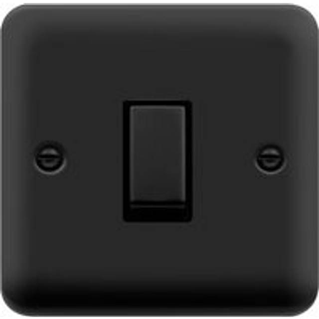 Curved Matt Black 1 Gang 20A Ingot dp Switch - Black Trim Se Home