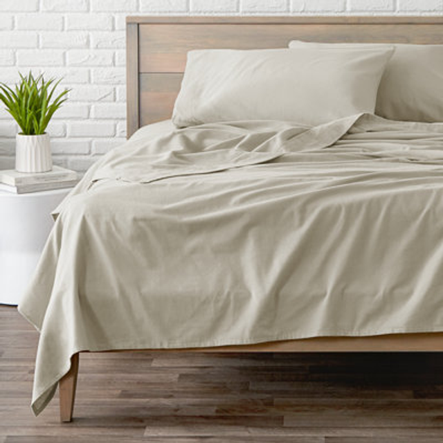 Bare Home Flannel Sheet Set 100 Cotton  Velvety Soft Heavyweight  Double Brushed Flannel  Deep Pocket California King  Cream