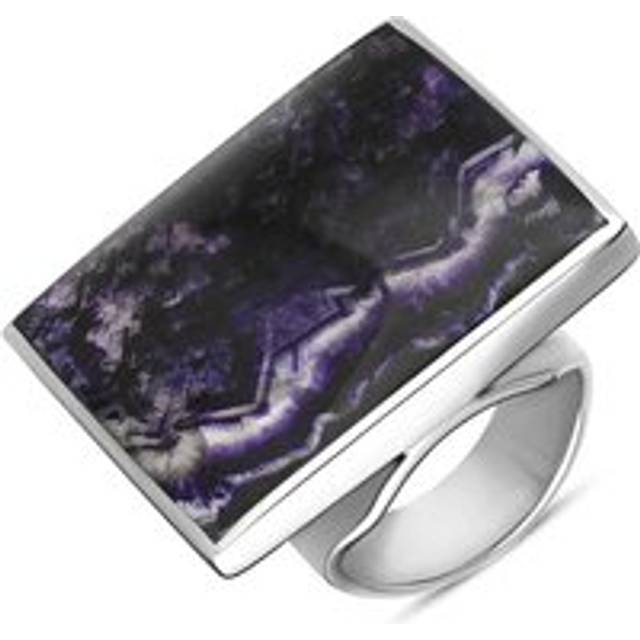 Sterling Silver Blue John Queen's Jubilee Hallmark Large Square Ring D - O