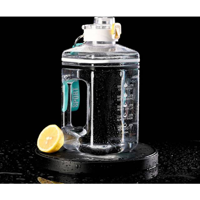 (White) Large Capacity Plastic Cup Portable Outdoor Sports Bottle Straight Drink Type