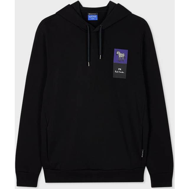 logo-print organic cotton hoodie - M BLACK (M)