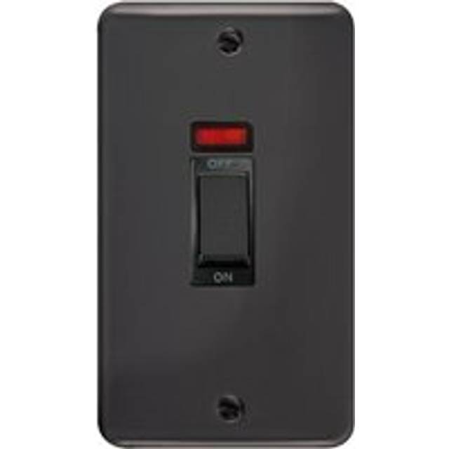 Curved Black Nickel 2 Gang Ingot Size 45A Switch With Neon - Black Trim Se Home
