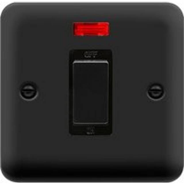 Curved Matt Black 1 Gang Ingot Size 45A Switch With Neon - Black Trim Se Home