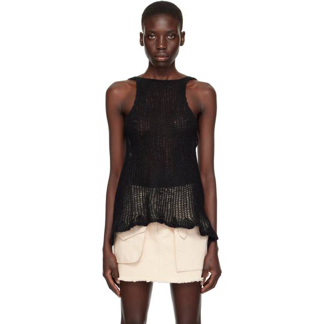 Marques Almeida Black Round Neck Tank Top - Black - L