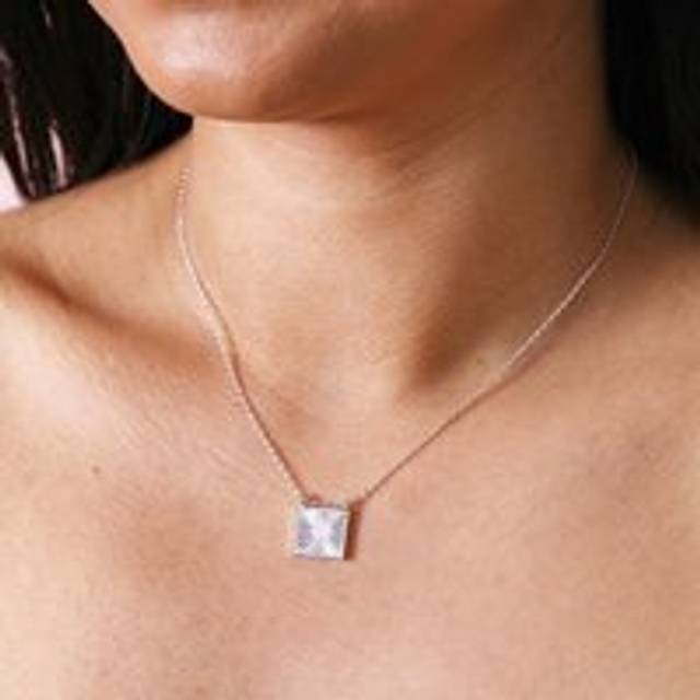 Sunbeam Square Pendant Necklace in Silver - silver - one size
