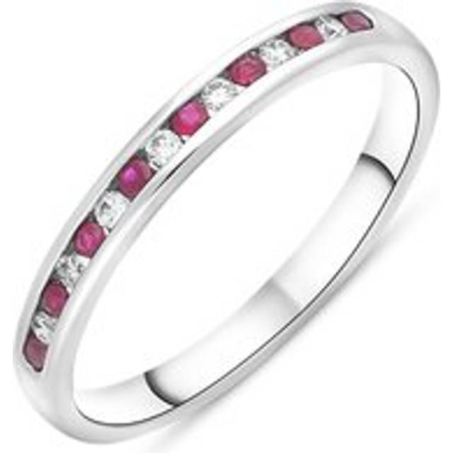 Platinum Ruby Diamond Channel Set Half Eternity Ring - Platinum