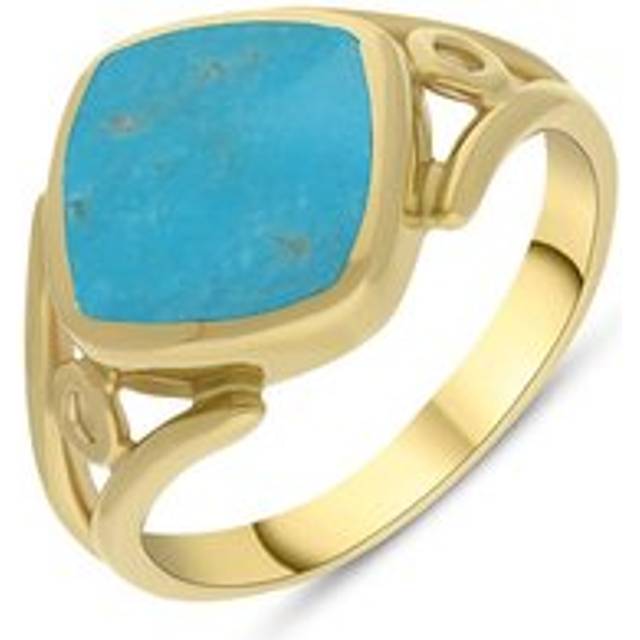 9ct Yellow Gold Turquoise Cushion Cut Ring