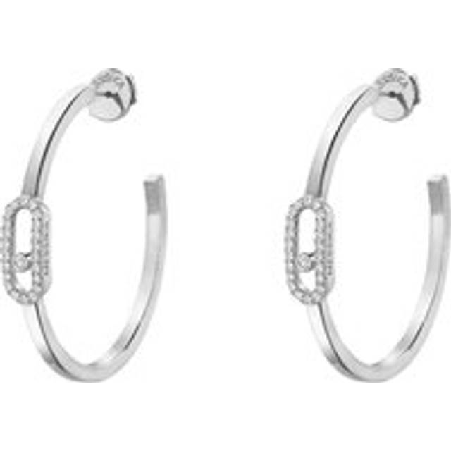 Messika Move Uno 18ct White Gold Diamond Small Hoop Earrings