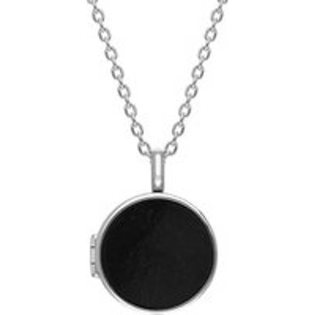 Sterling Silver Whitby Jet Small Round Locket