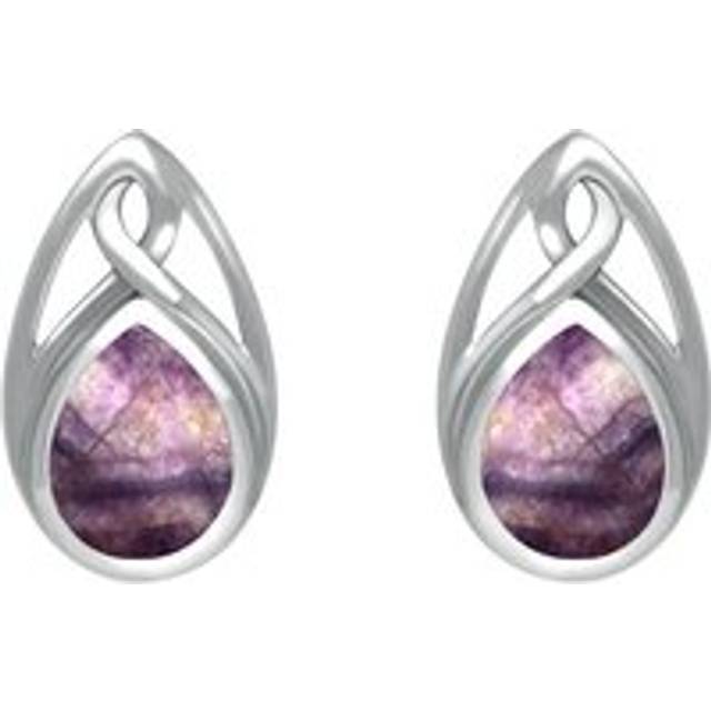 Sterling Silver Blue John Pear Shaped Celtic Stud Earrings - Silver