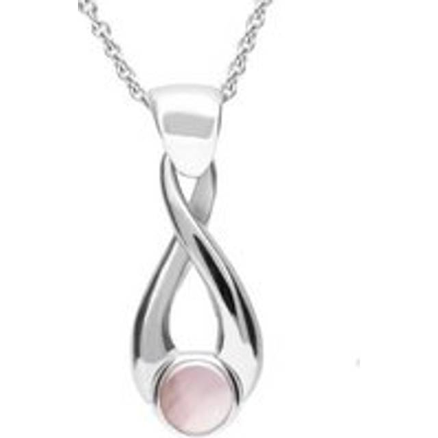 Sterling Silver Pink Mother of Pearl Eternity Loop Necklace - Silver