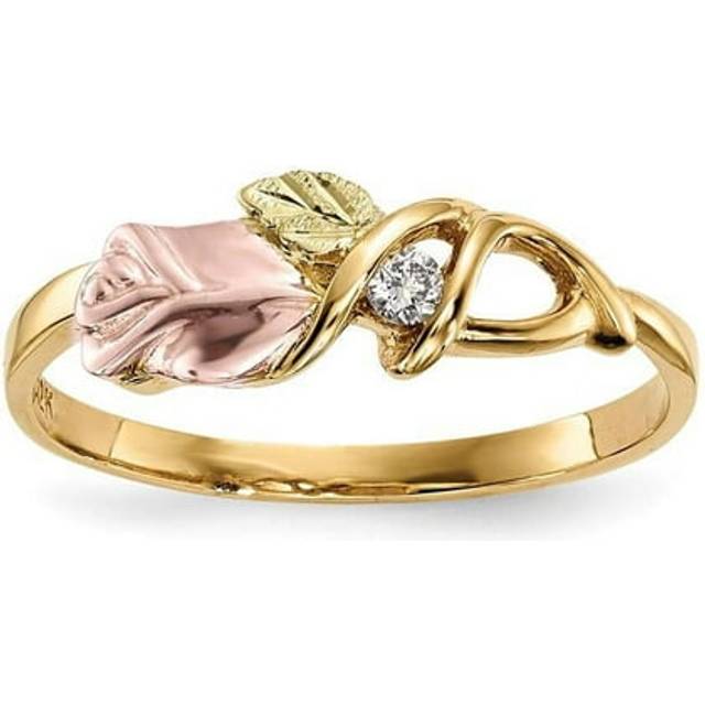 10K Yellow Gold Tri-Color Black Hills Gold Diamond Ring - Size 7