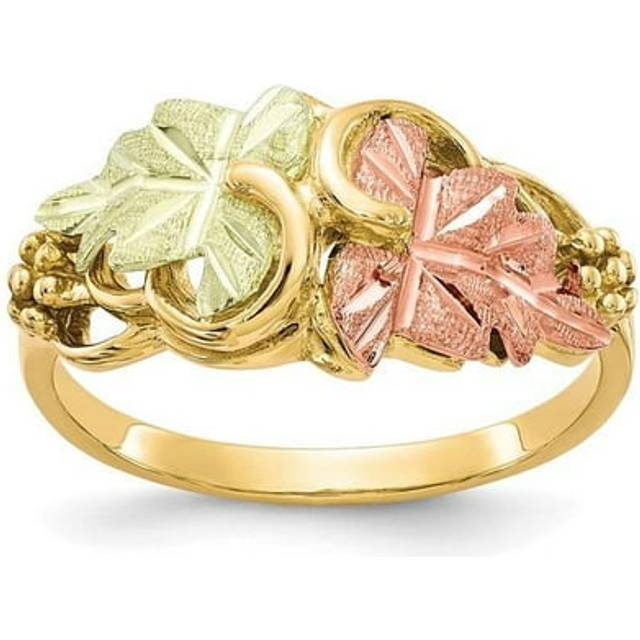 10K Yellow Gold Tri-Color Black Hills Gold Flower Ring - Size 7