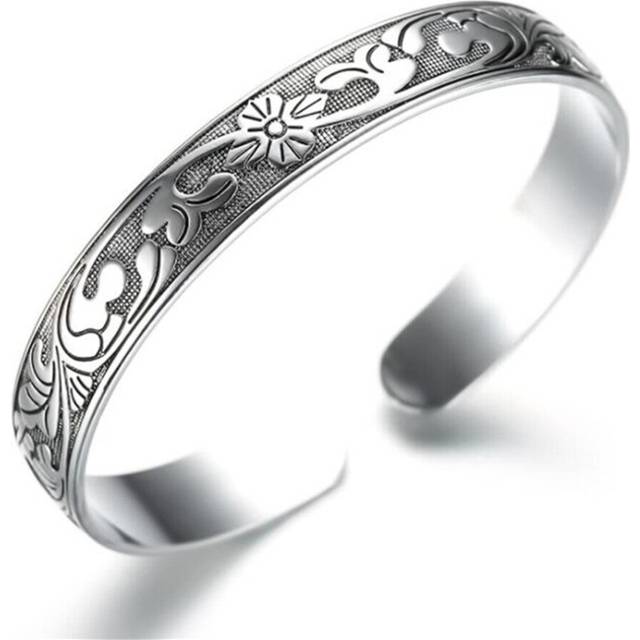 2PCS Copper Jewelry Woman Fashion Bracelet Female Plum Vine Leaves Bangles