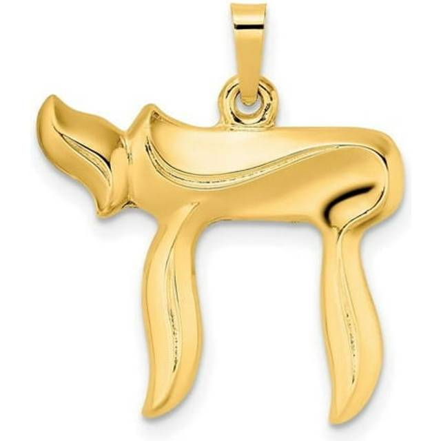 Finest Gold 14K Yellow Gold Polished Hollow Chai Symbol Pendant